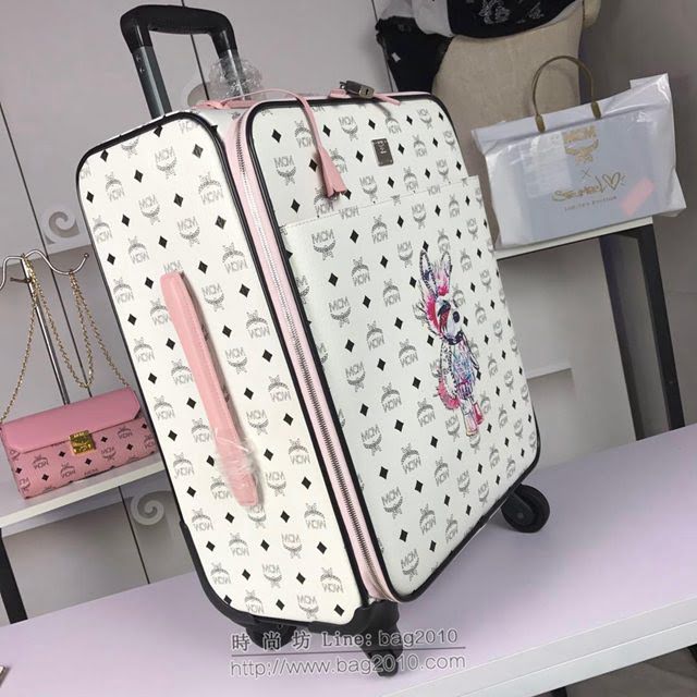 MCM行李箱 原單 1001行李箱 書包 絲印3D兔子 visetos經典圖案 MCM女雙肩包  mdmc1245